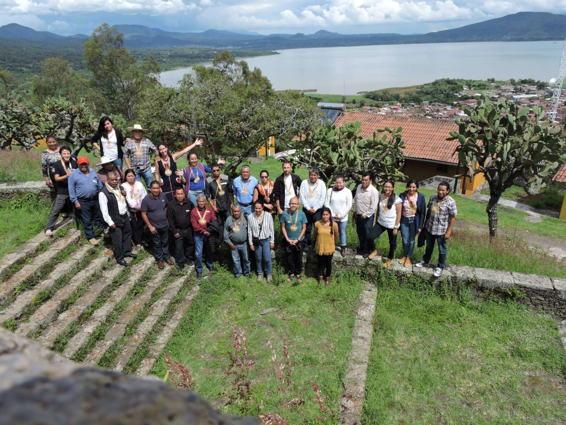 Participants in the first Intercultural Dialogue on Institutions, Rights and Biocultural Heritage held in 2019 in San Jerónimo Purenchécuaro, Michoacán, Mexico.