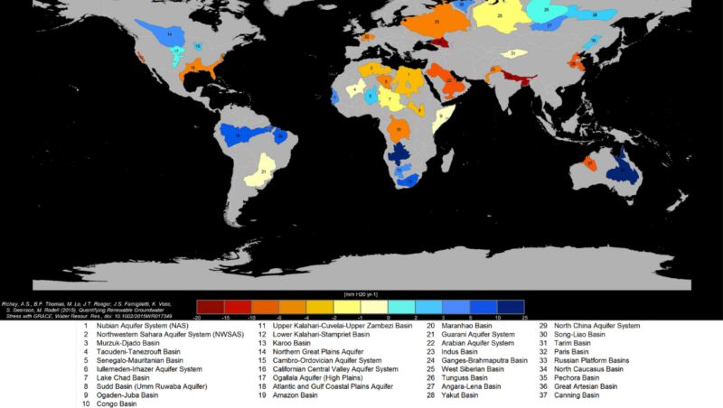Map of largest aquifers globally