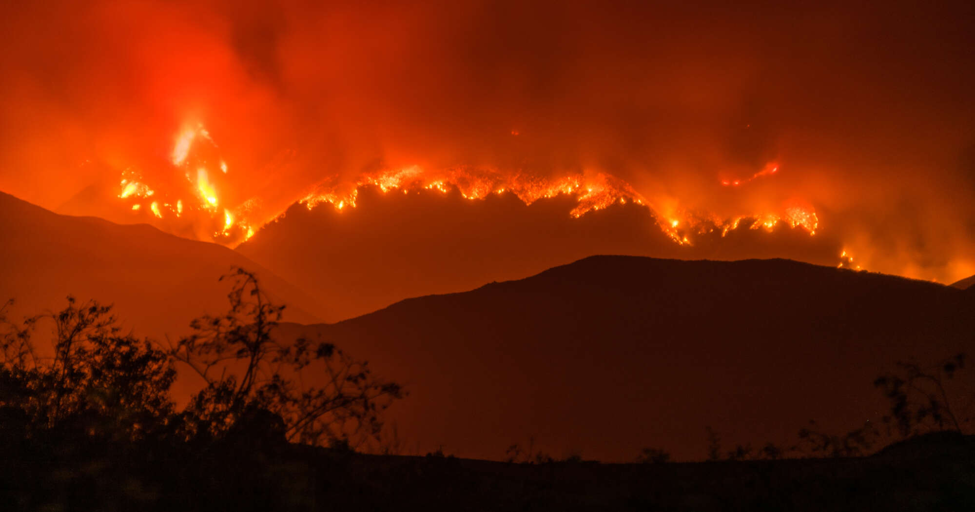Whittier Fire, evening of July 13, 2017 Taken from Cathedral Oaks Rd. in Goleta, California.