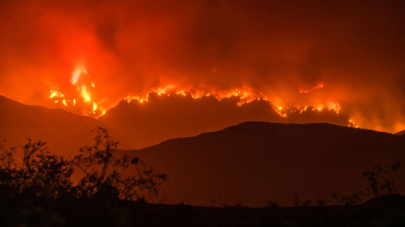 Whittier Fire, evening of July 13, 2017 Taken from Cathedral Oaks Rd. in Goleta, California.