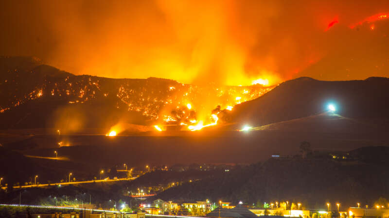 California wild fires in the mountains and hills of the Los Angeles County.